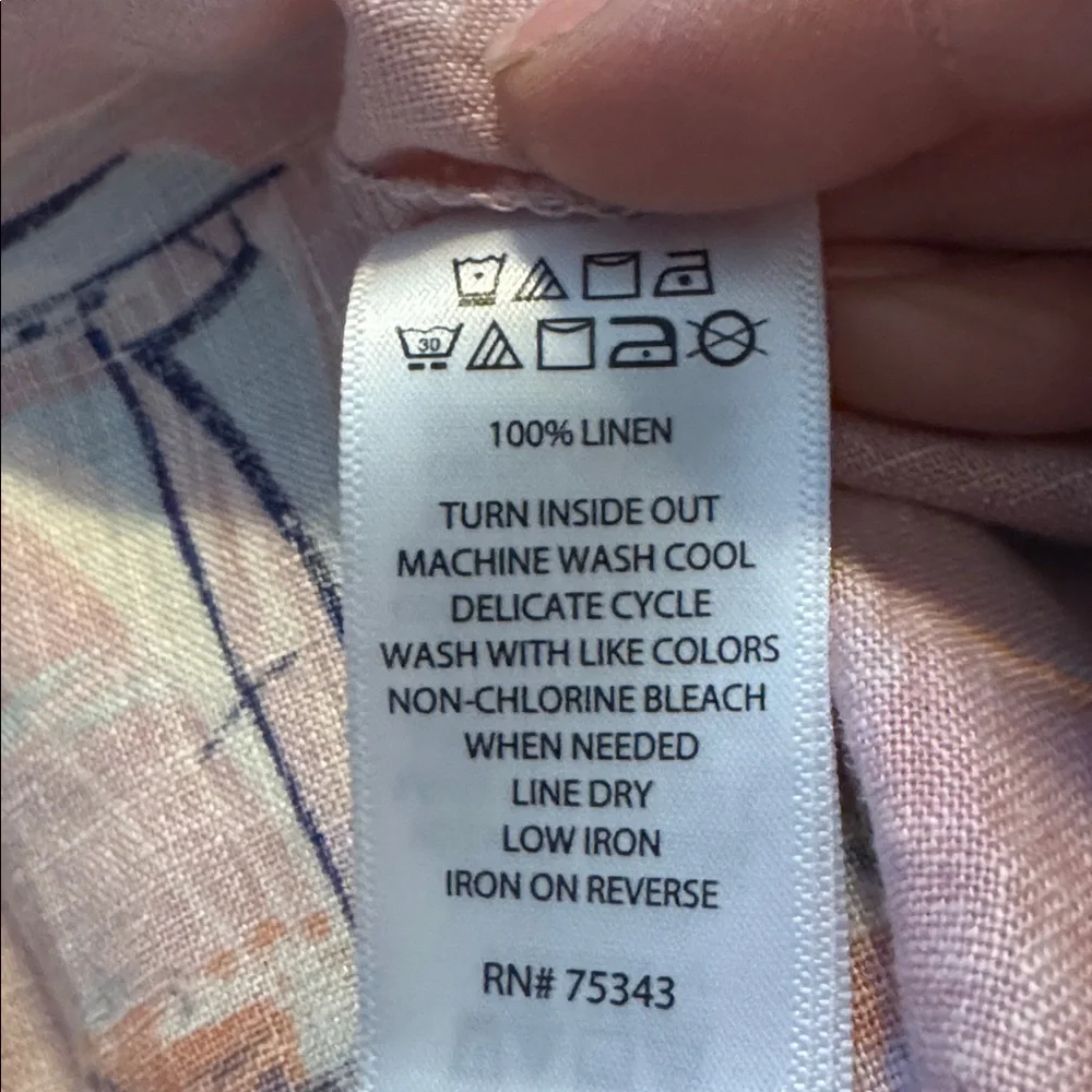 St. Tropez 100% Linen Pink White Sailboat Print Sleeveless Dress XS - Picture 12 of 14